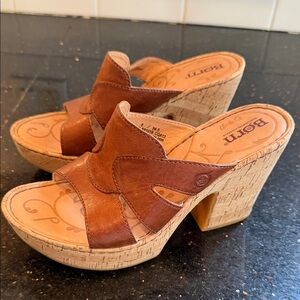 Born Women's Tan Leather Platform Heels